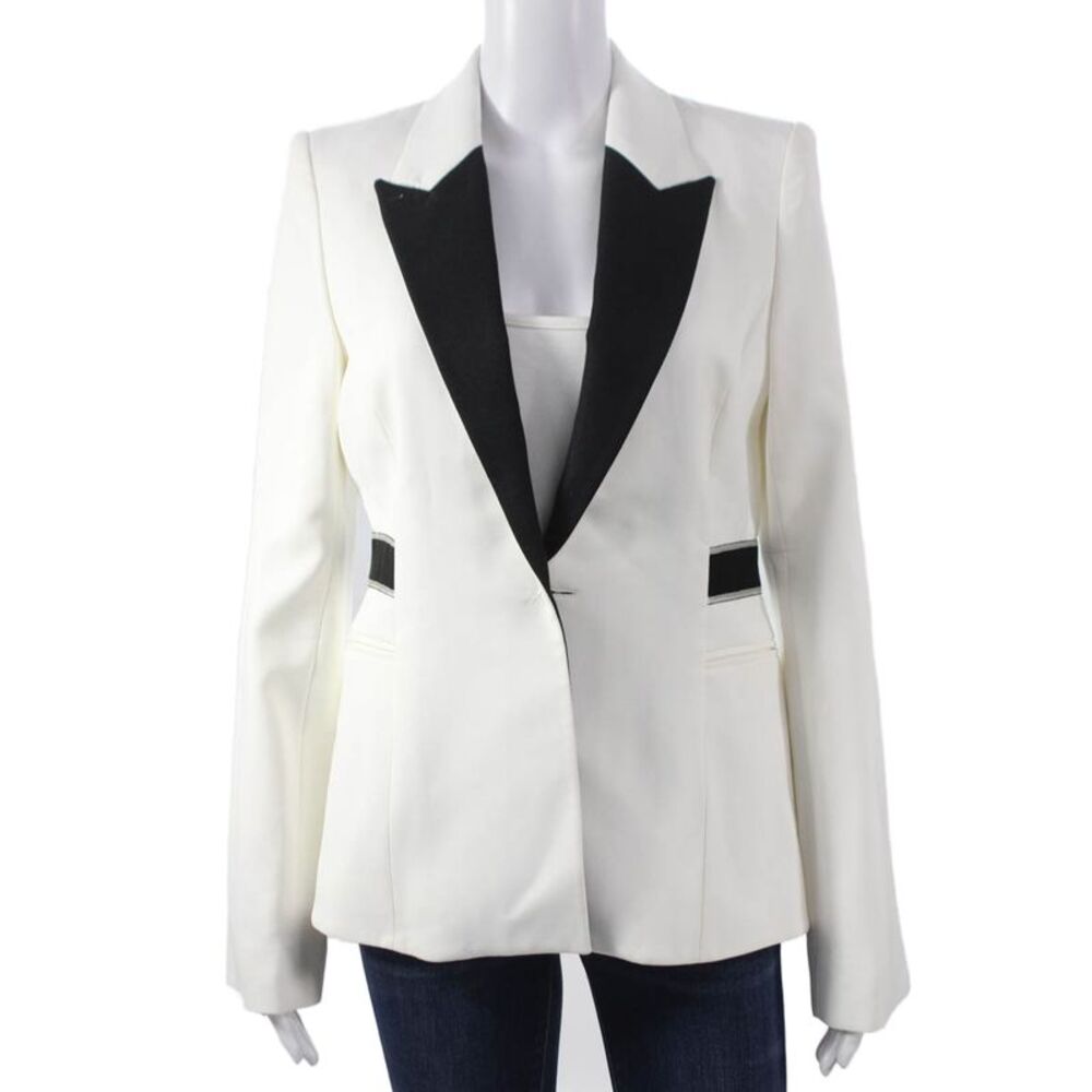 Amanda Wakeley Womens Tuxedo Blazer White Viscose Long Sleeve Size 6